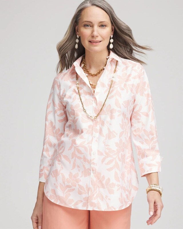 No Iron Floral Stretch Sateen Shirt